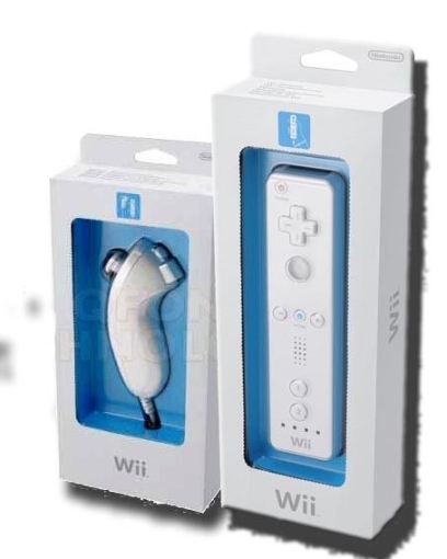 סט Nintendo Wii Remote ו-Nunchuk מקוריים בצבע לבן