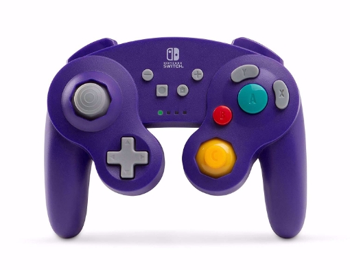 תמונה של בקר אלחוטי סגול GameCube בעיצוב רטרו Power A