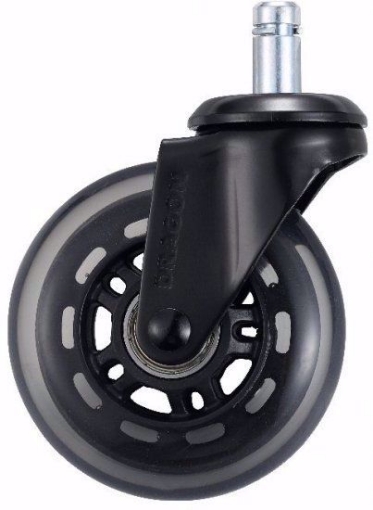 תמונה של סט 5 גלגלי סיליקון לכיסא גיימניג\משרדי בצבע שחור/שקוף
