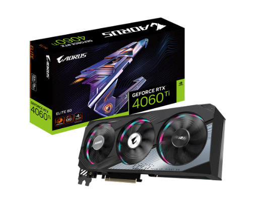 תמונה של כרטיס מסך Gigabyte RTX 4060 Ti AORUS ELITE 8GB 1XHDMI 3XDP