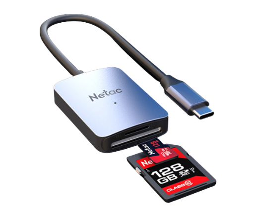 תמונה של קורא כרטיסים Netac Memory card Reader WK12 usb 3.0 Type-C mSD/SD