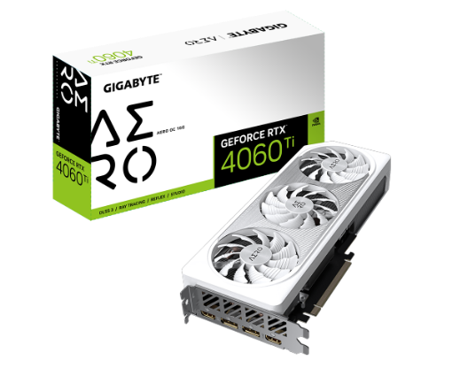 תמונה של כרטיס מסך Gigabyte RTX 4060 Ti AERO OC 16GB White