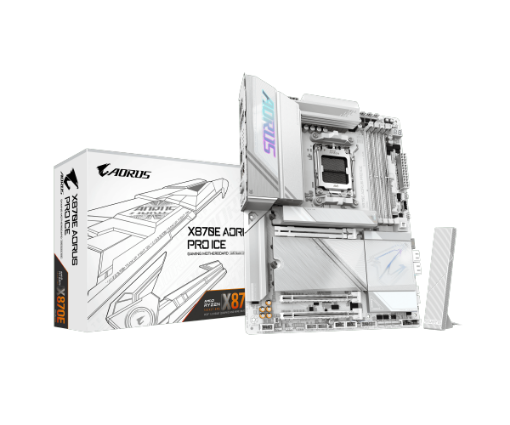 תמונה של לוח למעבדי AMD Gigabyte X870E AORUS PRO ICE ATX AM5 DDR5 WIFI7 BT