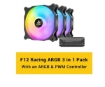 תמונה של מאווררים למארז Antec F12 Racing 120mm ARGB 3 Pack Fan+Controller