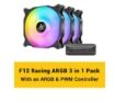 תמונה של מאווררים למארז Antec F12 Racing 120mm ARGB 3 Pack Fan+Controller