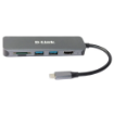 תמונה של D-Link DUB-2327 USB-C adapter 6-in-1 from USB Type C to USB-A 3.0 / HDMI / USB Type C 3.0 / memory card.