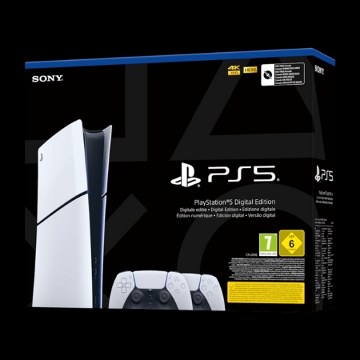 תמונה של קונסולה Sony PlayStation 5 Slim 1TB Digital Edition כולל שני בקרים אלחוטיים - צבע לבן שנה אחריות ע"י היבואן הרשמי