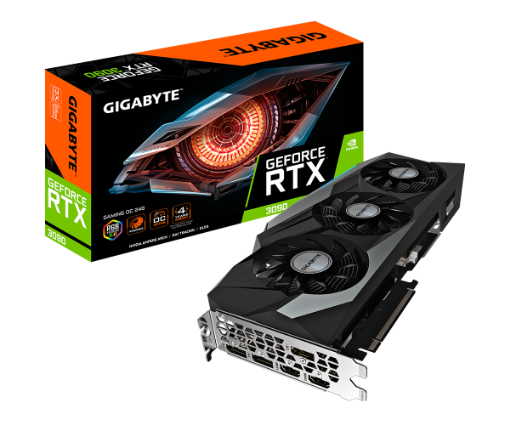 תמונה של כרטיס מסך Gigabyte GeForce RTX 3090 GAMING OC 24G GV-N3090GAMING OC-24GD מתצוגה