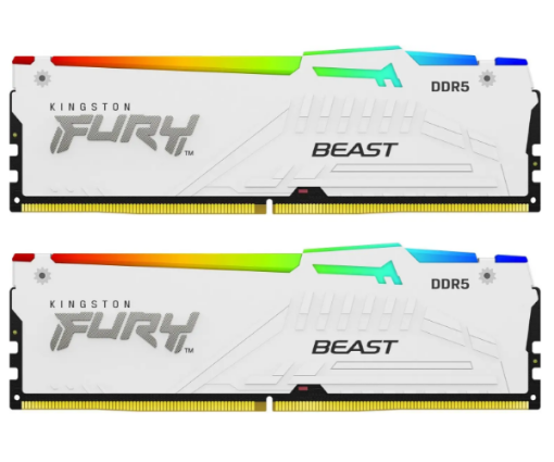 תמונה של זכרון לנייח Kingston FURY Beast White RGB 32GB 2x16GB 5600MHZ c36
