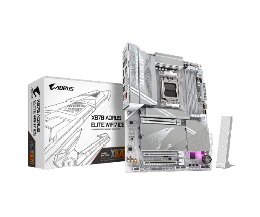 תמונה של לוח אם GIGABYTE X870 AORUS ELITE X ICE X3D WIFI7 ATX BT 2.5GBE