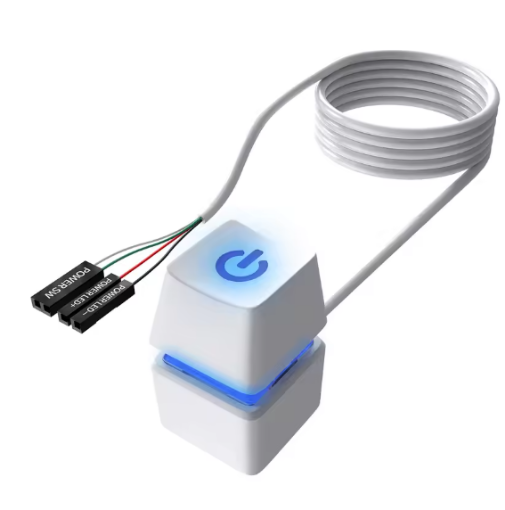 תמונה של כפתור כיבוי והדלקה לבן Pc Power Reset Button With RGB