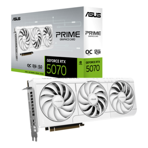 תמונה של כרטיס מסך ASUS PRIME GeForce RTX 5070 White OC Edition 12GB GDDR7