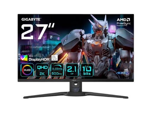 תמונה של מסך GIGABYTE AORUS FO27Q5P 27 2K QD-OLED 0.03ms 500Hz HDR USB KVM