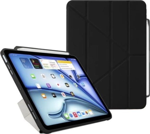 תמונה של כיסוי Origami No.3 ל-iPad Air 13″ M2/M3/M4 עם אחסון ל-Apple Pencil מבית Pipetto בצבע שחור