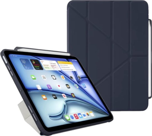תמונה של כיסוי Origami No.3 ל-iPad Air 11″ M2/M3/M4/ iPad Air 10.9 עם אחסון ל-Apple Pencil מבית Pipetto בצבע כחול כהה