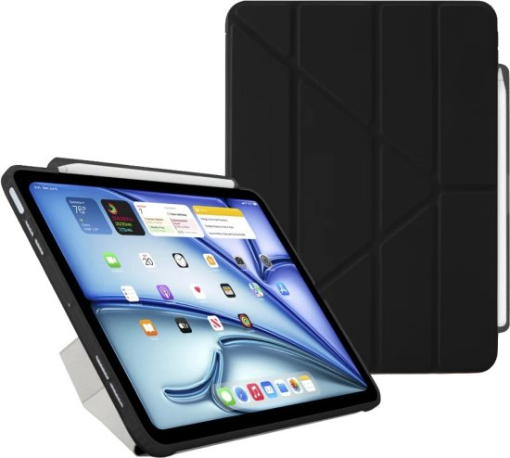 תמונה של כיסוי Origami No.3 ל-iPad Air 11″ M2/M3/M4/ iPad Air 10.9 עם אחסון ל-Apple Pencil מבית Pipetto בצבע שחור