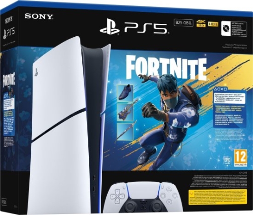 תמונה של קונסולת משחקים Sony PlayStation 5 Slim 825GB Digital Edition + שובר להורדת המשחק Fortnite Flowering Chaos – אחריות יבואן ישפאר