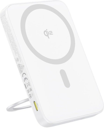 תמונה של מטען נייד Baseus PicoGo Qi2 Magnetic 5000mAh Power Bank Stand White
