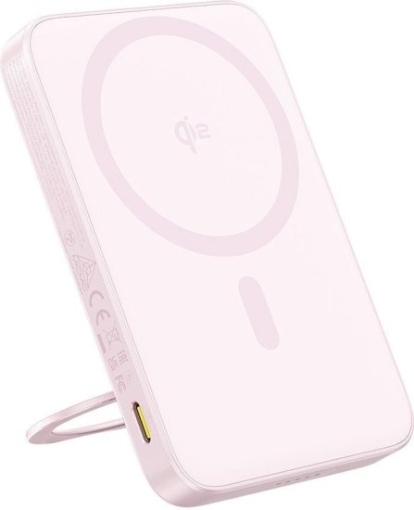 תמונה של מטען נייד Baseus PicoGo Qi2 Magnetic 5000mAh Power Bank Stand Pink