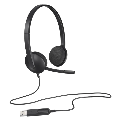 תמונה של אוזניות ומיקרופון Logitech USB H340