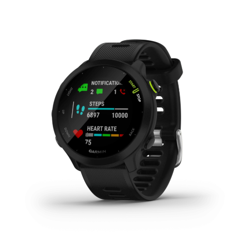 תמונה של שעון ריצה GARMIN דגם Forerunner 55 (42mm) בצבע שחור