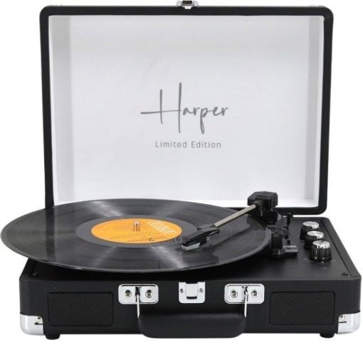 תמונה של פטיפון בלוטוס מזוודה Harper דגם HENDRIX בצבע שחור
