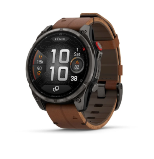 תמונה של שעון ספורט חכם גרמין GARMIN fēnix® 8 Pro – 47″, AMOLED Sapphire, Carbon grey DLC titanium Blk/Chsnt