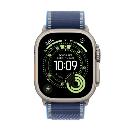 תמונה של שעון חכם אפל סדרה אולטרא 3 Apple Watch Series Ultra 3 MEWU4QI/A GPS+Esim 49mm גוף Natural Titanium Case רצועה Blue/Bright Blue Trail מידה M/L