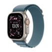 תמונה של שעון חכם אפל סדרה אולטרא 3 Apple Watch Series Ultra 3 MEWK4QI/A GPS+Esim 49mm גוף Natural Titanium Case רצועה Light Blue Alpine מידה M