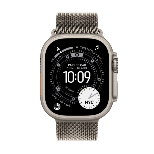 תמונה של שעון חכם אפל סדרה אולטרא 3 Apple Watch Series Ultra 3 MEWW4QI/A GPS+Esim 49mm גוף Natural Titanium Case רצועה Natural Titanium  Milanese מידה S