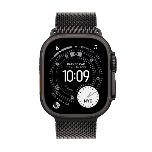 תמונה של שעון חכם אפל סדרה אולטרא 3 Apple Watch Series Ultra 3 MF1T4QI/A GPS+Esim 49mm גוף Black Titanium Case רצועה Black Titanium  Milanese מידה L
