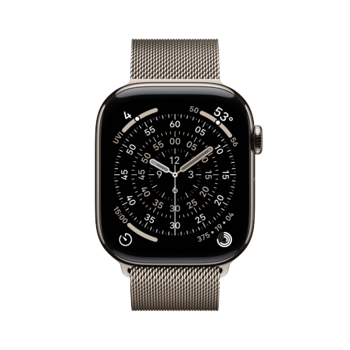 תמונה של שעון חכם אפל סדרה 11 טיטניום  Apple Watch Series 11 MF8P4ZR/A GPS+Esim 42mm גוף Titanium Case רצועה Natural Milanese Loop