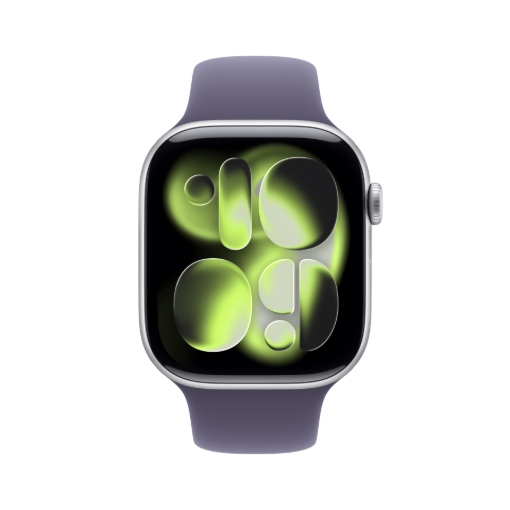 תמונה של שעון חכם אפל סדרה 11 Apple Watch Series 11 MEVA4ZR/A GPS 46mm גוף Silver Purple רצועה Fog  Band מידה M/L