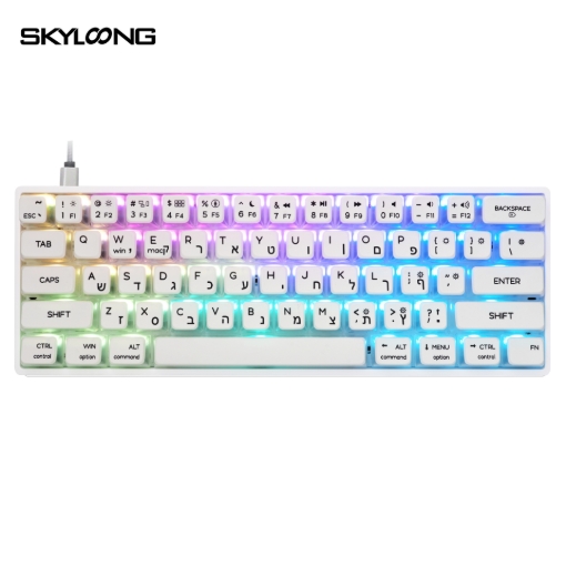 תמונה של מקלדת גיימינג מכאנית GK61+ SKYLONG – בצבע White Pudding -דגם 2025 – שנתיים אחריות