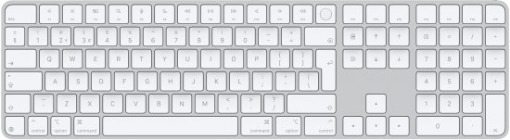 תמונה של מקלדת אלחוטית Apple Magic עם לוח מקשי ספרות וכפתור Touch ID – צבע לבן – בעברית ובאנגלית