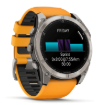 תמונה של שעון ספורט חכם גרמין  GARMIN fēnix® 8 – 47mm AMOLED Sapphire TITANIUM גוף טיטניום  – רצועה כתומה