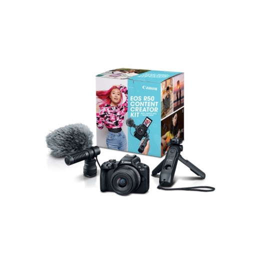 תמונה של מצלמה ללא מראה + ערכת עורכים Canon EOS R50 Black + RFS 18-45 S Creator SEE שרות canon ישראל