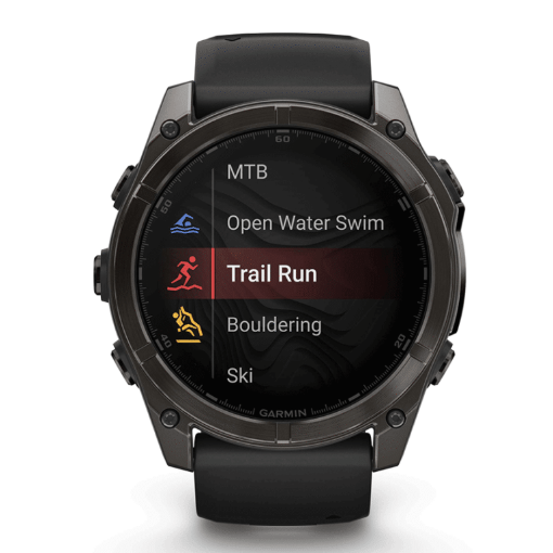 תמונה של שעון ספורט חכם גרמין  GARMIN fēnix® 8 – 51mm AMOLED Sapphire TITANIUM גוף שחור – רצועה שחורה