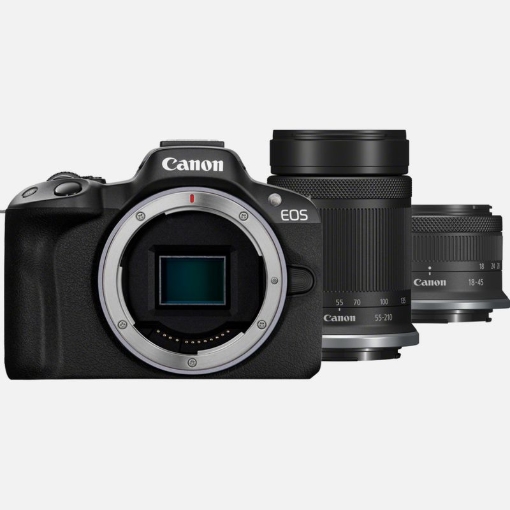 תמונה של מצלמת קנון עם 2 עדשות  CANON R50 BK +RFS18-45 S + RFS55-210 S