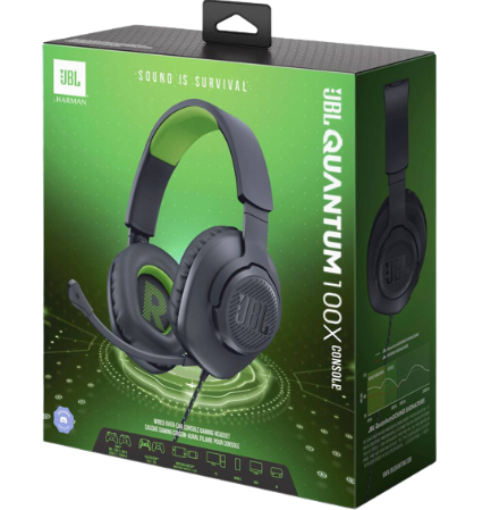 תמונה של אוזניות גיימינג  JBL QUANTUM 100P בצבע שחור/ירוק