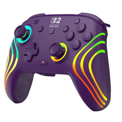 תמונה של בקר גיימינג אלחוטי ל-Nintendo Switch 2 דגם Afterglow Wave Wireless Controller בצבע סגול מבית Turtle Beach