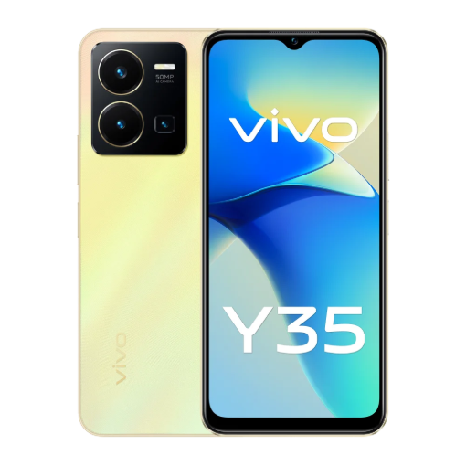 תמונה של סמארטפון vivo דגם Y35 בצבע זהב שמש
