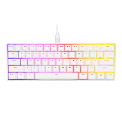 תמונה של מקלדת מכנית לבנה CORSAIR K65 White RGB MINI 60%