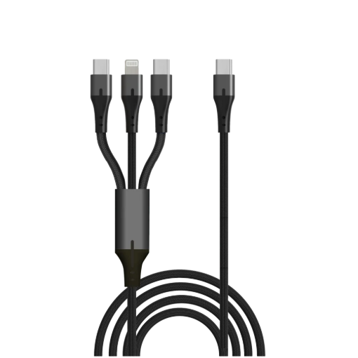 תמונה של כבל סנכרון וטעינה 3 ב-1 Type-c to LIGHTNING and Type-c 2x