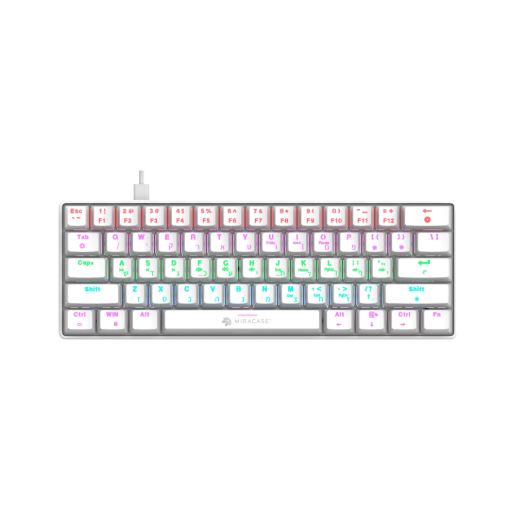 תמונה של מקלדת מכנית חוטית לבנה MMCK100 עם תאורת RGB מבית Miracase