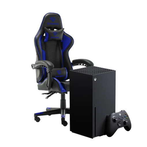 תמונה של XBOX SERIES X 1TB + מושב גיימינג SCORPIUS LIFE שחור-כחול