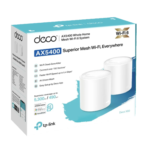 תמונה של ראוטר אלחוטי/אקסס פוינט Deco X60 V3.2 Mesh WiFi 6 AX5400 (2 יחי’ באריזה)
