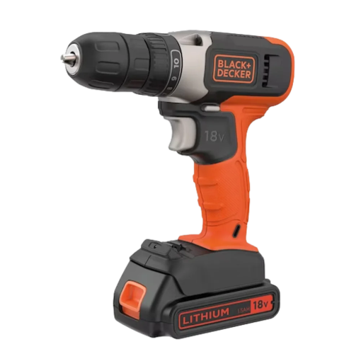 תמונה של מקדחה אלחוטי 18V עם סוללה של 1.5Ah ומטעןBLACK DECKER 400mA