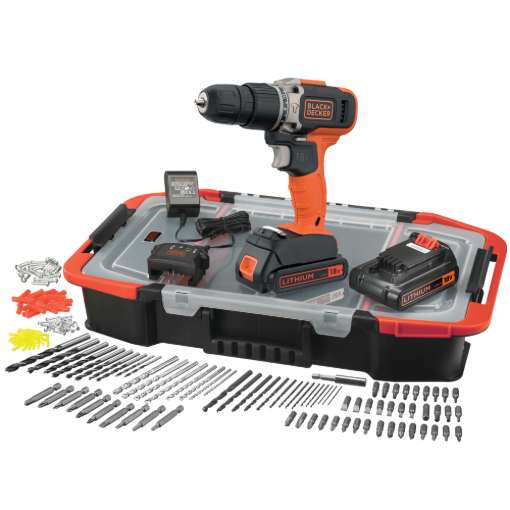 תמונה של סט מקדחה דופקת/מברגה+אביזרים BLACK DECKER 18V