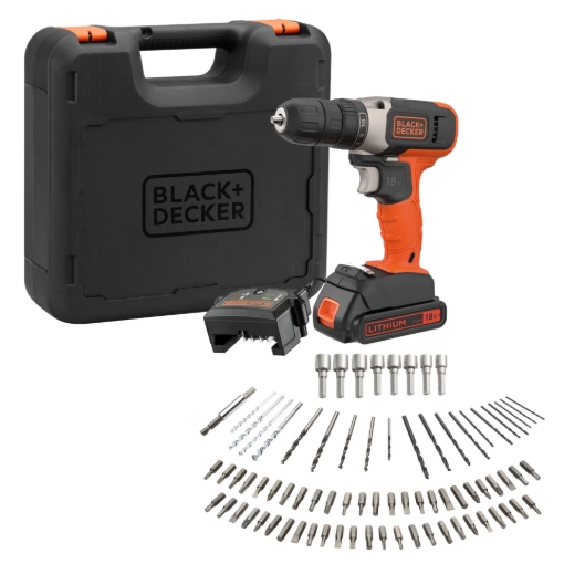 תמונה של סט מקדחה/מברגה+78 אביזרים BLACK DECKER 18V